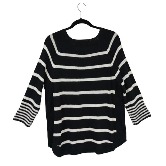 John Paul Richard Sweaters Classic Striped Sleeve 3/4 Knit Button Size XL Womens - Picture 5 of 8